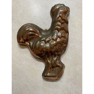 VTG Copper Toned Chicken Mold Rooster Brass Hanger